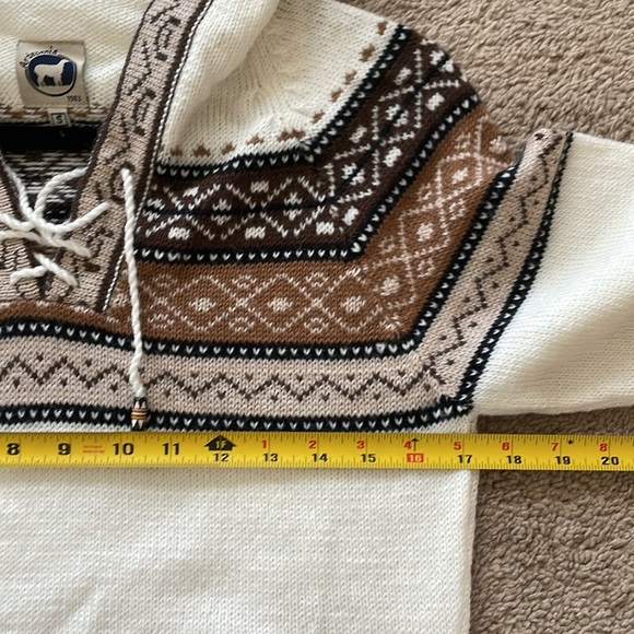 Artesania Hand Knit Alpaca Wool Blend Fair Isle Sweater S Hoodie Cozycore Hygge - Picture 9 of 11